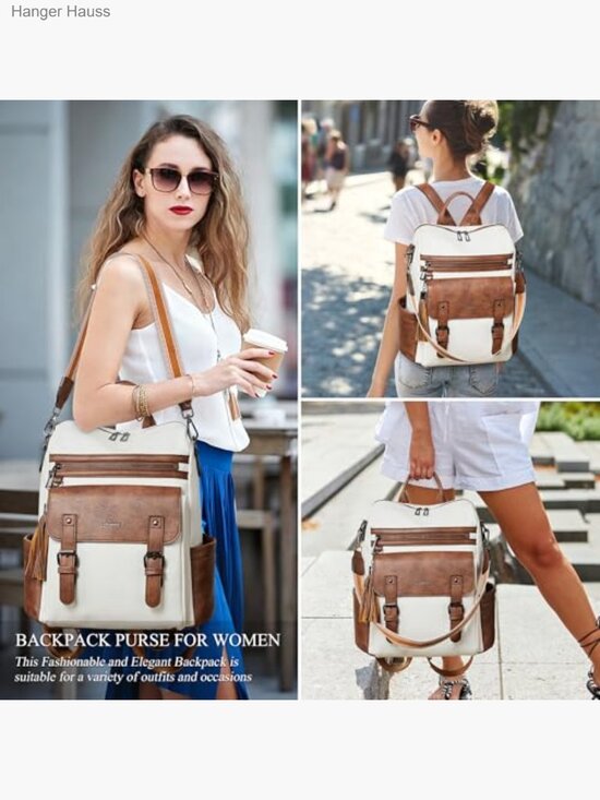Vegan Leather Fashion Backpack Purse for Work College Laptop Bag main image 5